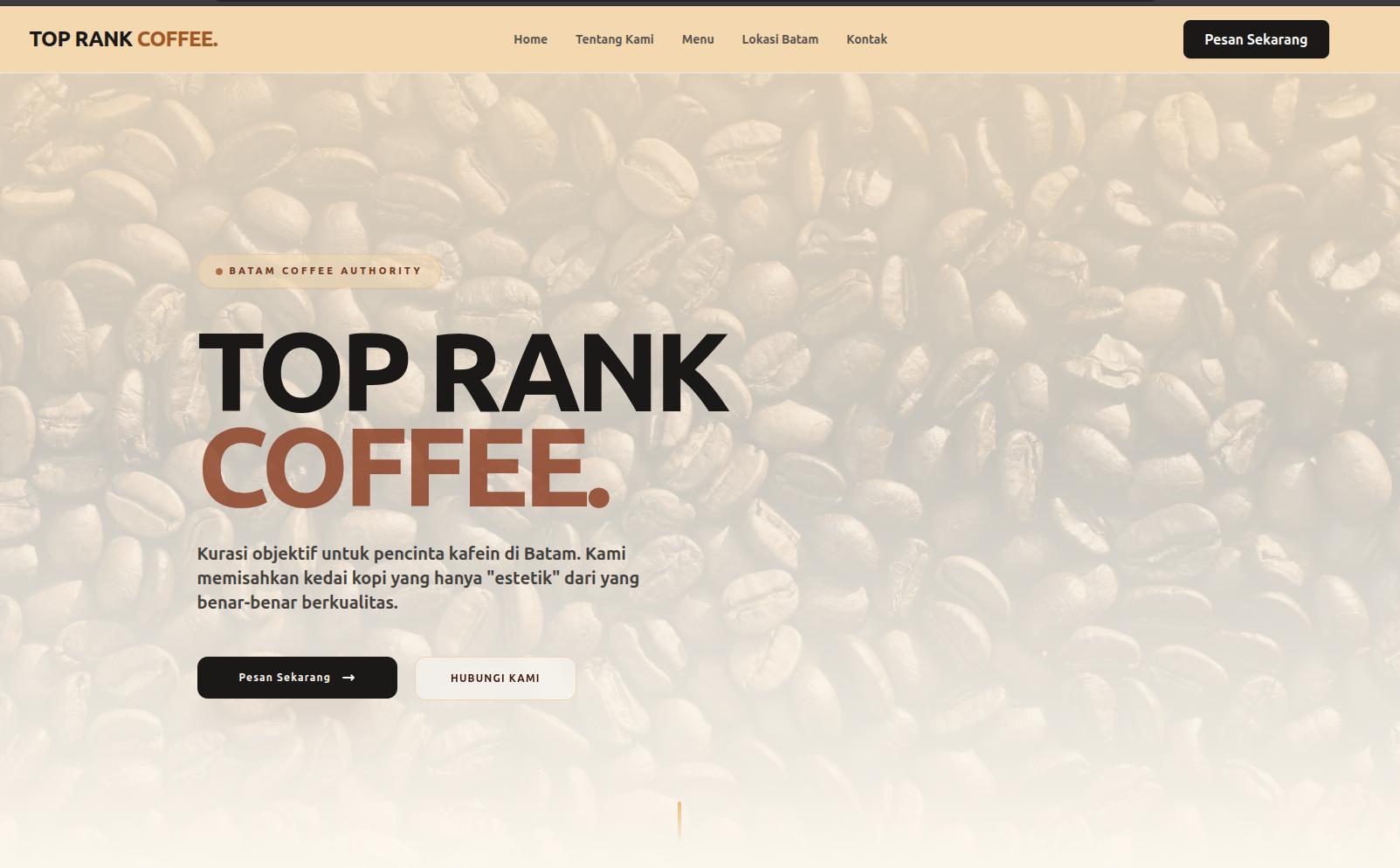 Website Landing Page TopRank Coffee